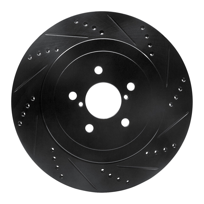 R1 Concepts Rear Right Drilled & Slotted Black Brake Rotor for 2003 - 2004 Subaru Impreza | rncECB - 13015R - JDMuscleSPK973619
