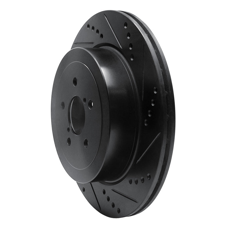 R1 Concepts Rear Right Drilled & Slotted Black Brake Rotor for 2003 - 2004 Subaru Impreza | rncECB - 13015R - JDMuscleSPK973619