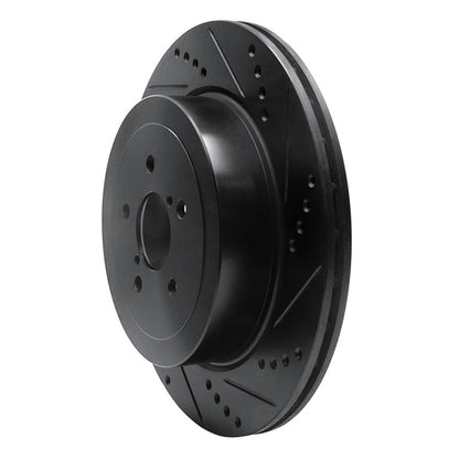 R1 Concepts Rear Right Drilled & Slotted Black Brake Rotor for 2003 - 2004 Subaru Impreza | rncECB - 13015R - JDMuscleSPK973619