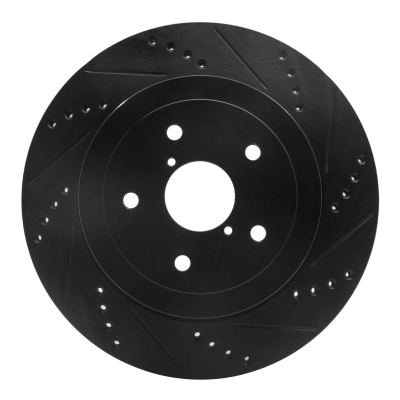 R1 Concepts Rear Right Drilled & Slotted Black Brake Rotor for 2005 - 2007 Subaru Impreza | rncECB - 13017R - JDMuscleSPK973621