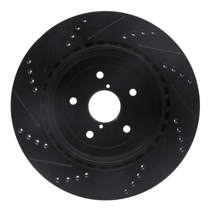 R1 Concepts Rear Right Drilled & Slotted Black Brake Rotor for 2005 - 2007 Subaru Impreza | rncECB - 13017R - JDMuscleSPK973621
