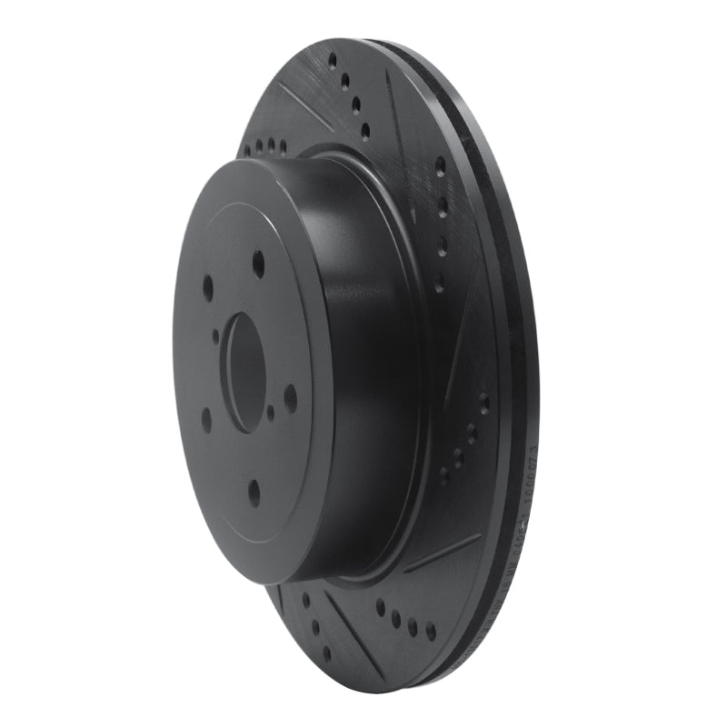 R1 Concepts Rear Right Drilled & Slotted Black Brake Rotor for 2005 - 2007 Subaru Impreza | rncECB - 13017R - JDMuscleSPK973621