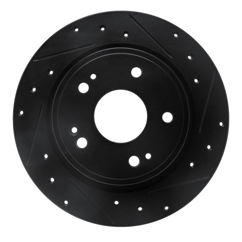 R1 Concepts Rear Right Drilled & Slotted Black Brake Rotor for 2016 - 2025 Honda HR - V | rncECB - 59071R - JDMuscleSPK938043
