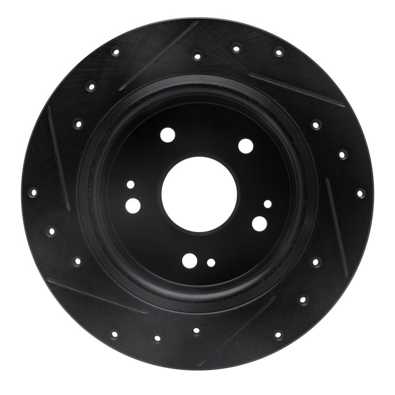R1 Concepts Rear Right Drilled & Slotted Black Brake Rotor for 2016 - 2025 Honda HR - V | rncECB - 59071R - JDMuscleSPK938043