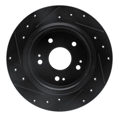 R1 Concepts Rear Right Drilled & Slotted Black Brake Rotor for 2016 - 2025 Honda HR - V | rncECB - 59071R - JDMuscleSPK938043