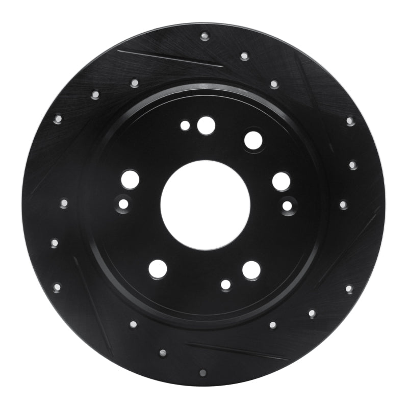 R1 Concepts Rear Right Drilled & Slotted Black Brake Rotor for Honda CR - V 2002 - 2004 | rncECB - 59046R - JDMuscleSPK975941