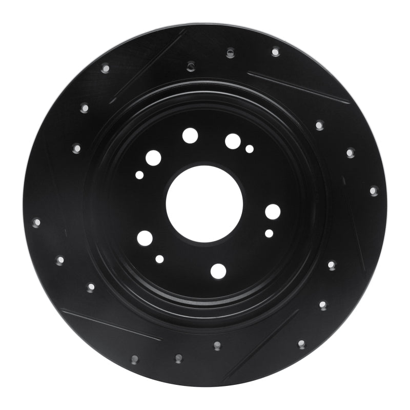 R1 Concepts Rear Right Drilled & Slotted Black Brake Rotor for Honda CR - V 2002 - 2004 | rncECB - 59046R - JDMuscleSPK975941