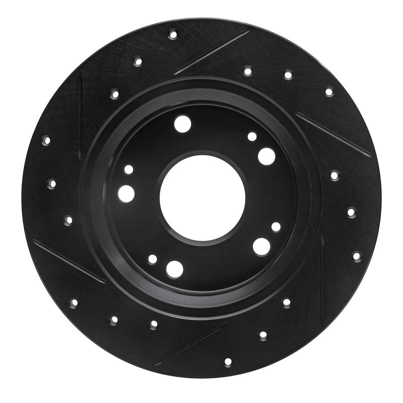 R1 Concepts Rear Right Drilled & Slotted Black Brake Rotor for Honda CR - Z 2011 - 2015 | rncECB - 59035R - JDMuscleSPK975924