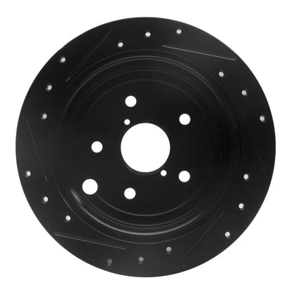 R1 Concepts Rear Right Drilled & Slotted Black Brake Rotor for Subaru WRX (2015 - 2021) | rncECB - 13024R - JDMuscleSPK973635