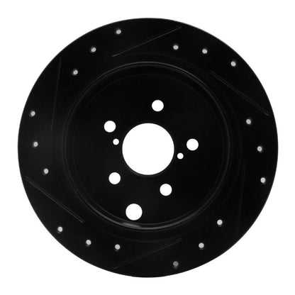 R1 Concepts Rear Right Drilled & Slotted Black Brake Rotor for Subaru XV Crosstrek 2012 - 2023 | rncECB - 13025R - JDMuscleSPK973637