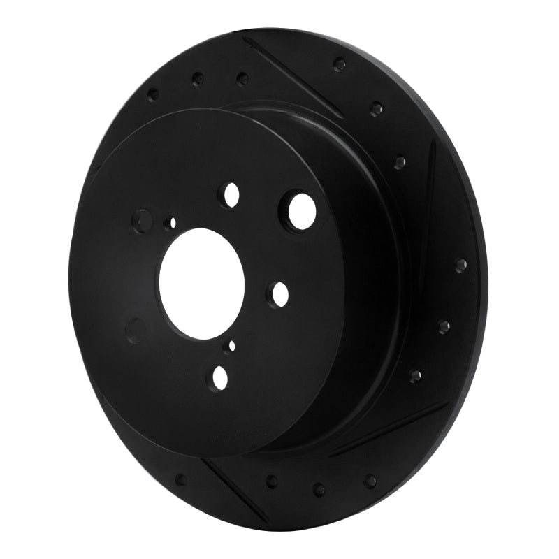 R1 Concepts Rear Right Drilled & Slotted Black Brake Rotor for Subaru XV Crosstrek 2012 - 2023 | rncECB - 13025R - JDMuscleSPK973637