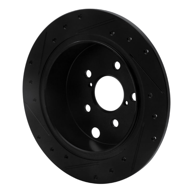 R1 Concepts Rear Right Drilled & Slotted Black Brake Rotor for Subaru XV Crosstrek 2012 - 2023 | rncECB - 13025R - JDMuscleSPK973637