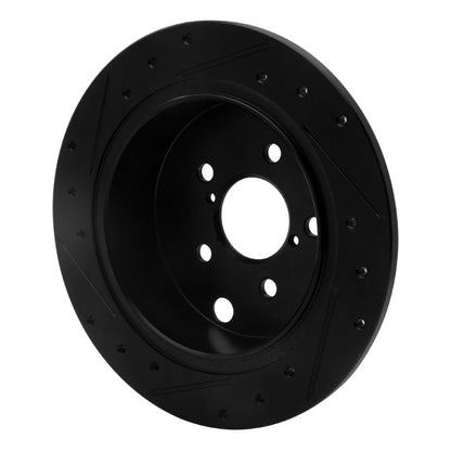 R1 Concepts Rear Right Drilled & Slotted Black Brake Rotor for Subaru XV Crosstrek 2012 - 2023 | rncECB - 13025R - JDMuscleSPK973637
