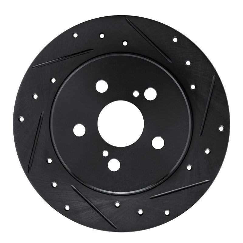 R1 Concepts Rear Right Drilled & Slotted Black Brake Rotor for Toyota Corolla (Mexico) 2019 - 2025 | rncECB - 76156R - JDMuscleSPK983748