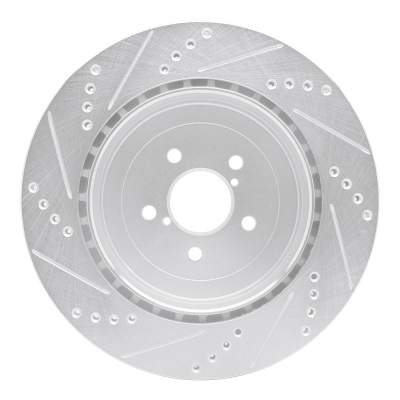 R1 Concepts Rear Right Drilled & Slotted Silver Brake Rotor for 2003 - 2004 Subaru Impreza | rncEDZ - 13015R - JDMuscleSPK984452