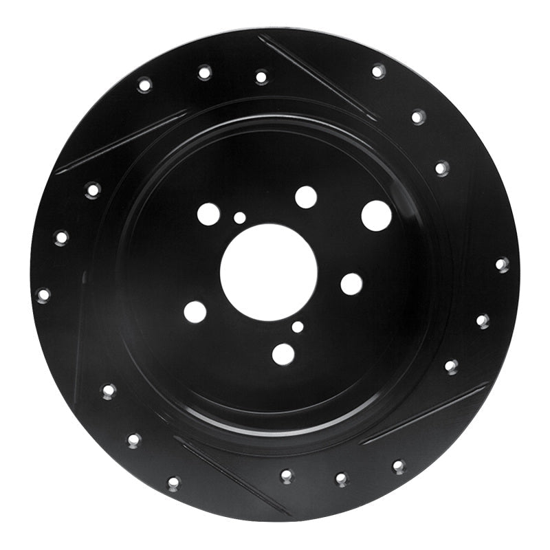 R1 Concepts Subaru Crosstrek Rear Left Drilled & Slotted Black Brake Rotor (Part Number: RNC - ECB - 13025L) | rncECB - 13025L - JDMuscleSPK973636