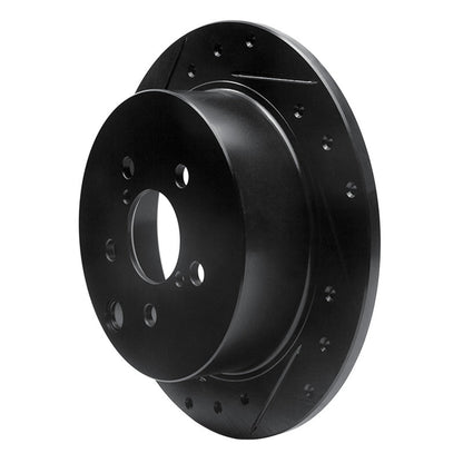 R1 Concepts Subaru Crosstrek Rear Left Drilled & Slotted Black Brake Rotor (Part Number: RNC - ECB - 13025L) | rncECB - 13025L - JDMuscleSPK973636