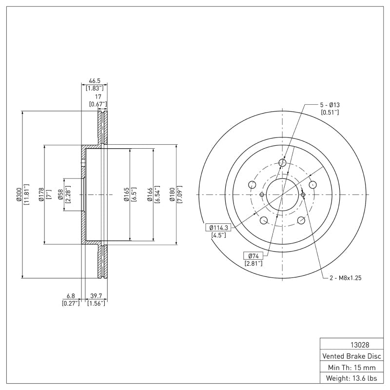R1 Concepts Subaru Forester Rear Brake Rotor 15 - 25 | rncERE - 13028 - JDMuscleSPK977630
