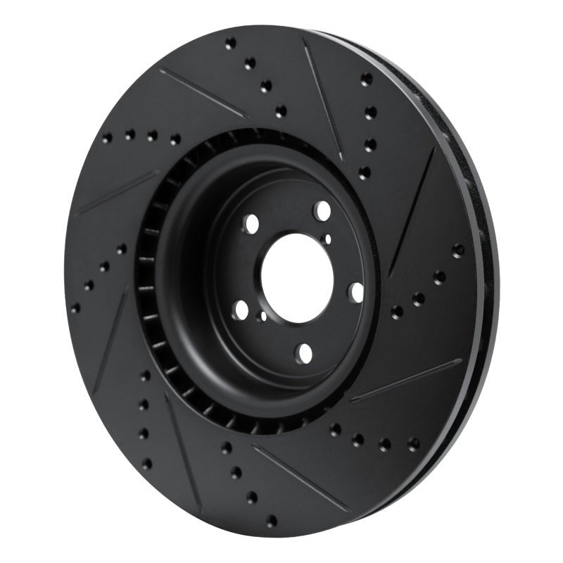 R1 Concepts Subaru Impreza Front Left Drilled & Slotted Black Brake Rotor (Part rncECB - 13014L) | rncECB - 13014L - JDMuscleSPK973616