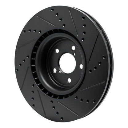 R1 Concepts Subaru Impreza Front Left Drilled & Slotted Black Brake Rotor (Part rncECB - 13014L) | rncECB - 13014L - JDMuscleSPK973616