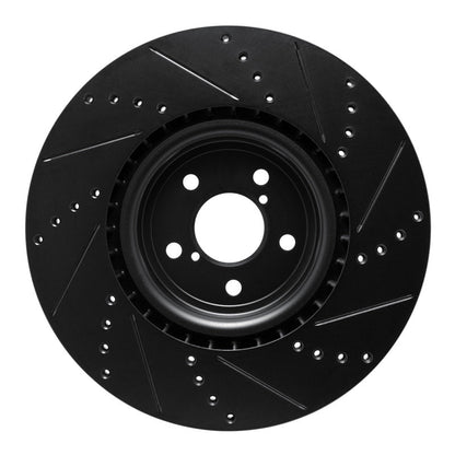 R1 Concepts Subaru Impreza Front Left Drilled & Slotted Black Brake Rotor (Part rncECB - 13014L) | rncECB - 13014L - JDMuscleSPK973616