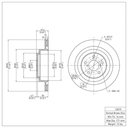 R1 Concepts Subaru Impreza Rear Brake Rotor 2005 - 2009 - Reliable Braking Performance | rncERE - 13019 - JDMuscleSPK977623