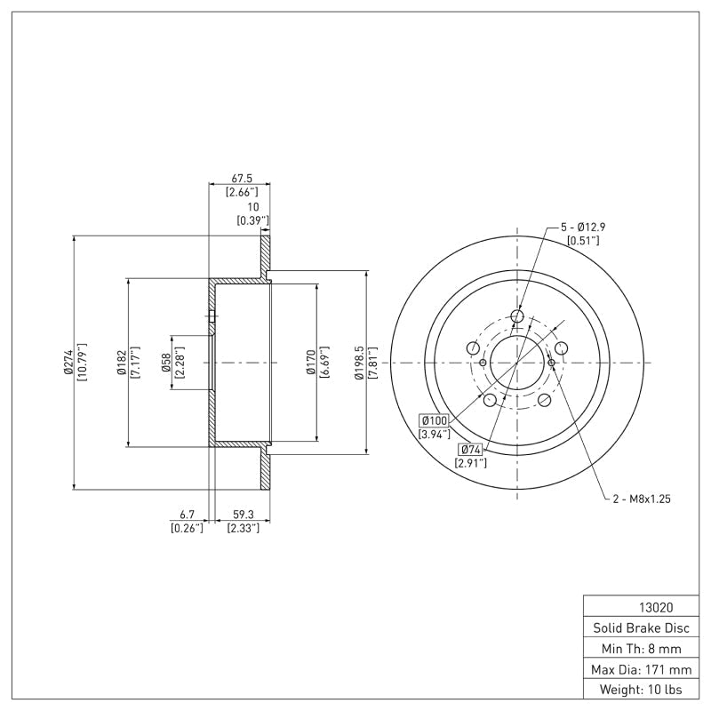 R1 Concepts Subaru Legacy Rear Brake Rotor (2005 - 2009) – Reliable Braking Performance | rncERE - 13020 - JDMuscleSPK977624