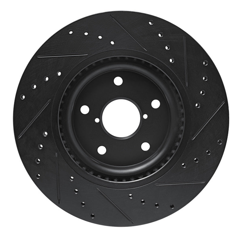 R1 Concepts Subaru WRX Front Left Drilled & Slotted Brake Rotor - Black, Part rncECB - 13049L | rncECB - 13049L - JDMuscleSPK973682