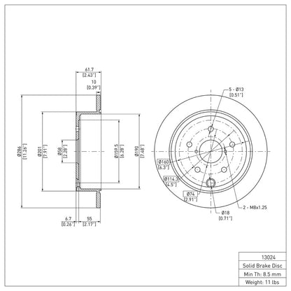 R1 Concepts Subaru WRX Rear Brake Rotor (Years 2015 - 2021) - Part Number RNCERE - 13024 | rncERE - 13024 - JDMuscleSPK977627