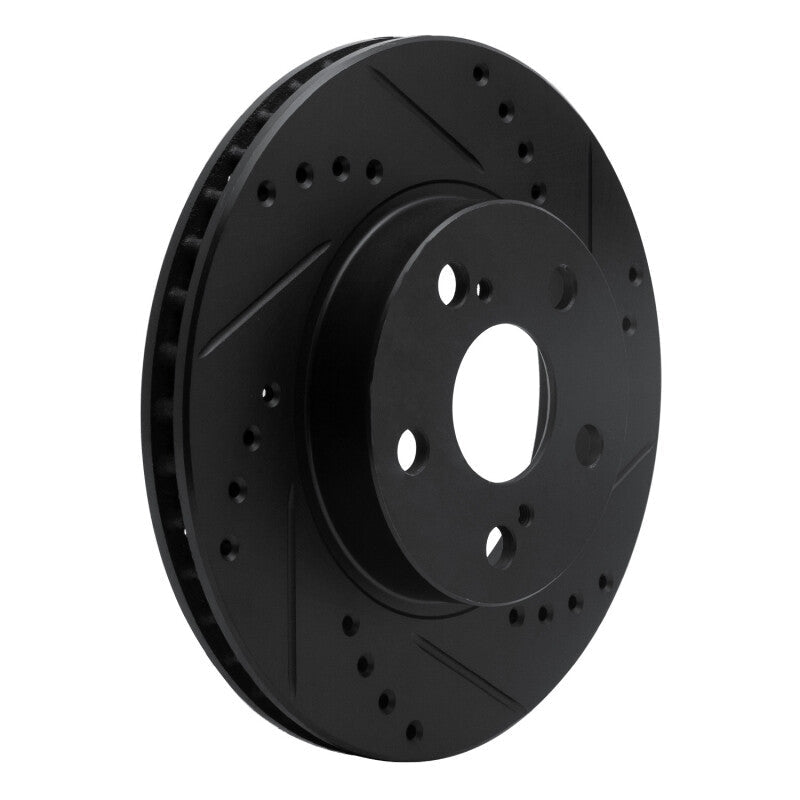 R1 Concepts Toyota Prius 2004 - 2009 Front Right Drilled and Slotted Brake Rotor - Black Finish | rncECB - 76077R - JDMuscleSPK983704