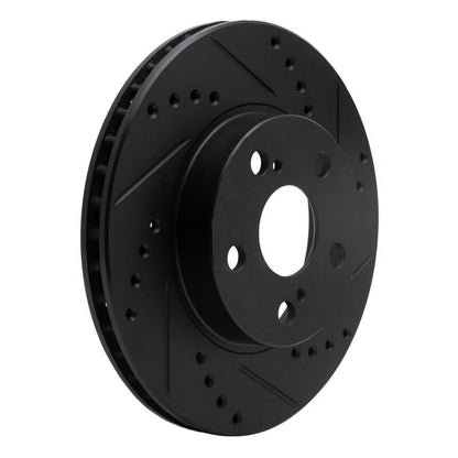 R1 Concepts Toyota Prius 2004 - 2009 Front Right Drilled and Slotted Brake Rotor - Black Finish | rncECB - 76077R - JDMuscleSPK983704
