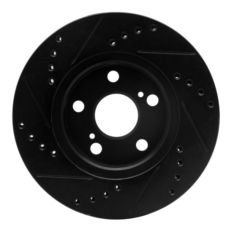 R1 Concepts Toyota Prius 2004 - 2009 Front Right Drilled and Slotted Brake Rotor - Black Finish | rncECB - 76077R - JDMuscleSPK983704