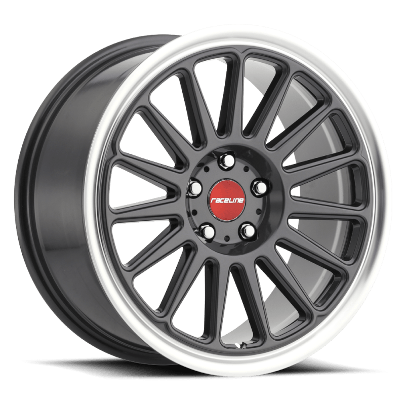 Raceline 315G Grip 17x9in / 5x114.3 BP / 40mm Offset / 72.6mm Bore - Gunmetal & Machined Wheel - JDMuscleSPK591444