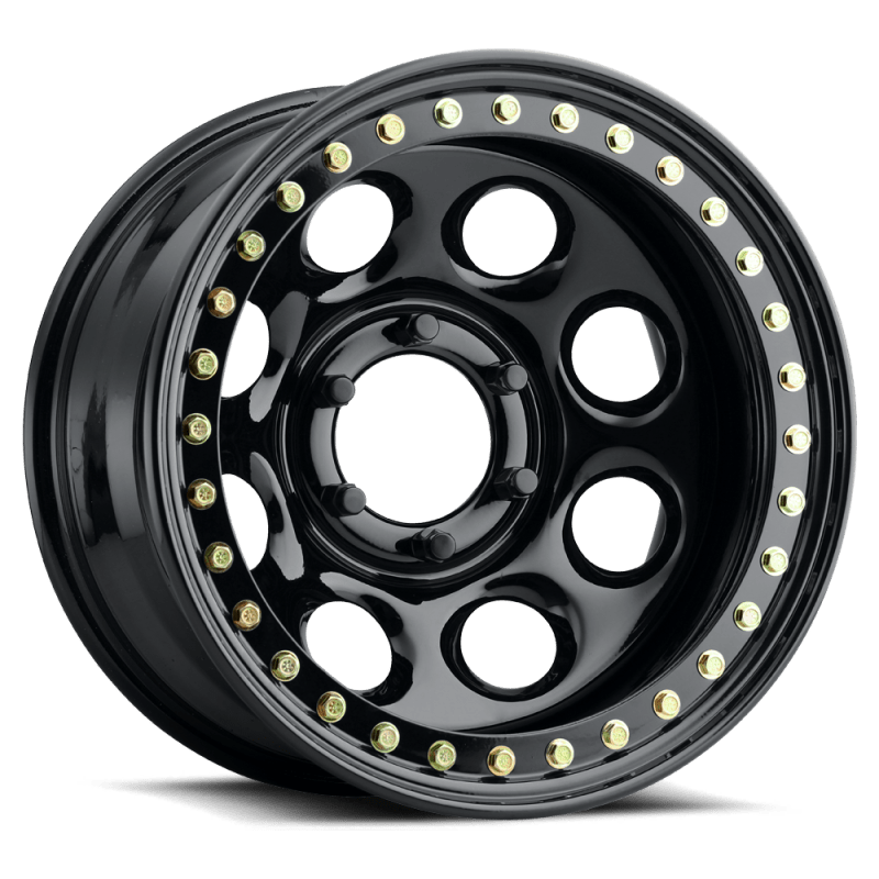 Raceline RT81 Rock 8 15x7in / 5x114.3 BP / - 6mm Offset / 83.82mm Bore - Gloss Black Beadlock Wheel - JDMuscleSPK593068