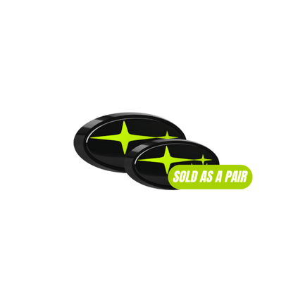 Racing Art [22 - 26 WRX] Front + Rear Emblem Kit - JDMuscleOrnaments and EmblemsRA-WRX22-SUBNYNeon Yellow Star Black Base