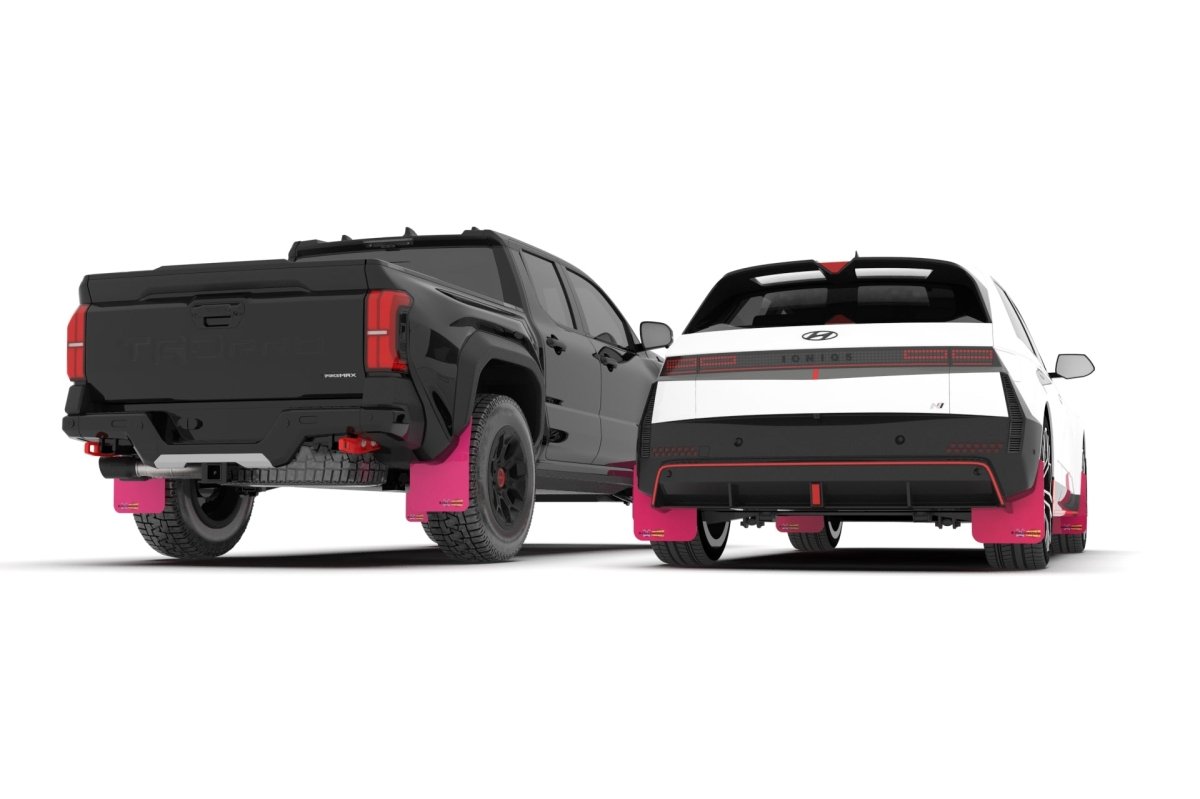 Rally Armor [18 - 25 Corolla Hatchback] Pink Mud Flap BCE Logo | MF67 - BCE24 - PK - BLK - JDMuscleMudflapsralMF67-BCE24-PK-BLK