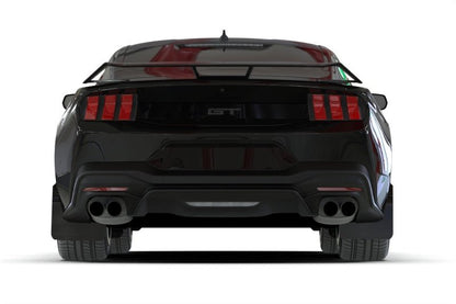 Rally Armor 2024+ Ford Mustang Black UR Mud Flap with Metallic Black Logo | ralMF126 - UR - BLK - MBK - JDMuscleSPK848953