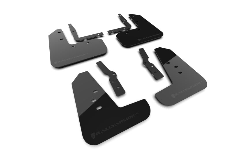 Rally Armor 2024+ Ford Mustang Black UR Mud Flap with Metallic Black Logo | ralMF126 - UR - BLK - MBK - JDMuscleSPK848953