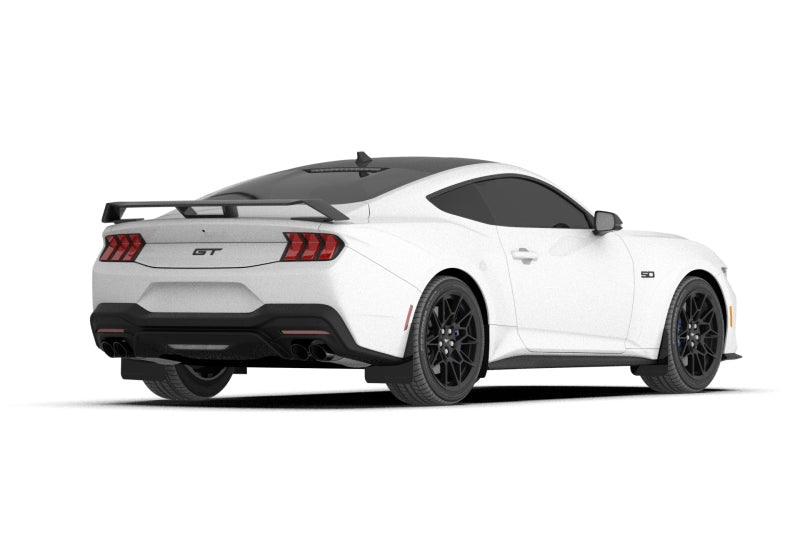 Rally Armor 2024+ Ford Mustang Black UR Mud Flap with Metallic Black Logo | ralMF126 - UR - BLK - MBK - JDMuscleSPK848953