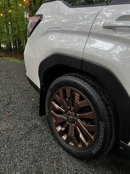 Rally Armor 2025 Subaru Forester Black UR Mud Flap with Metallic Black Logo | ralMF132 - UR - BLK - MBK - JDMuscleSPK818363