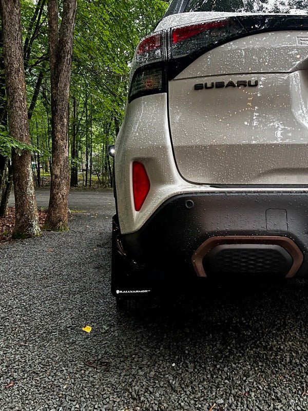 Rally Armor 2025 Subaru Forester Black UR Mud Flap with Metallic Black Logo | ralMF132 - UR - BLK - MBK - JDMuscleSPK818363