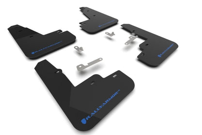 Rally Armor 21 - 25 Ford Mustang Mach - E/GT/Rally Black UR Mud Flap w/Light Blue Logo - JDMuscleShop the look 2ralMF96-UR-BLK-NB