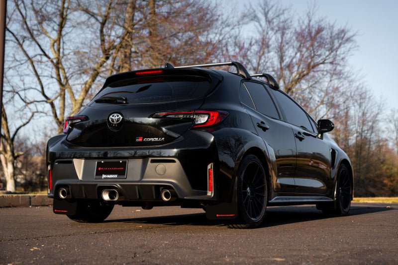 Rally Armor 23 - 24 Toyota GR Corolla Black Mud Flap w/Light Blue Logo - JDMuscleSPKralMF89-UR-BLK-NB
