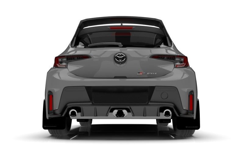 Rally Armor 23 - 24 Toyota GR Corolla Black Mud Flap w/Light Blue Logo - JDMuscleSPKralMF89-UR-BLK-NB