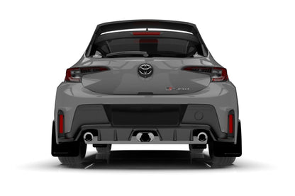 Rally Armor 23 - 24 Toyota GR Corolla Black Mud Flap w/Light Blue Logo - JDMuscleSPKralMF89-UR-BLK-NB