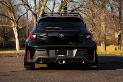 Rally Armor 23 - 24 Toyota GR Corolla Black Mud Flap w/Light Blue Logo - JDMuscleSPKralMF89-UR-BLK-NB