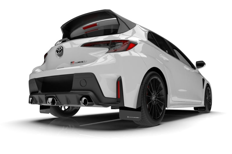 Rally Armor 23 - 24 Toyota GR Corolla Black Mud Flap w/Light Blue Logo - JDMuscleSPKralMF89-UR-BLK-NB