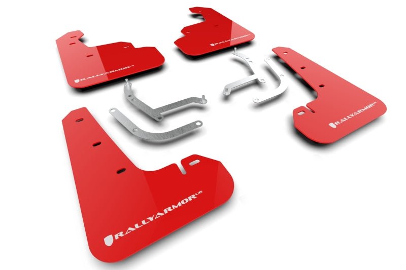 Rally Armor 24 - 25 Subaru Impreza Red UR Mud Flap with White Logo - Durable Polyurethane Protection | ralMF105 - UR - RD - WH - JDMuscleSPK668007