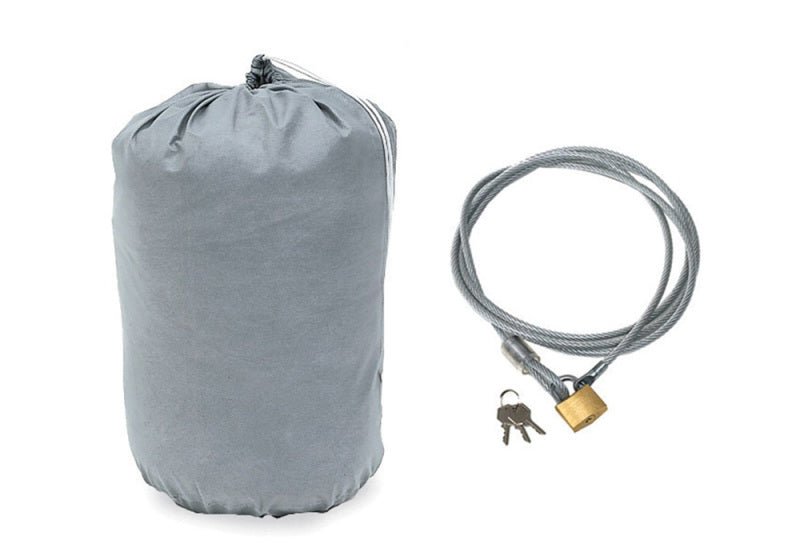 Rampage 2005 - 2014 Ford Mustang Car Cover - Gray, Custom Fit, 4 - Layer Breathable Protection with Lock and Storage Bag | ram1600 - JDMuscleSPK203074