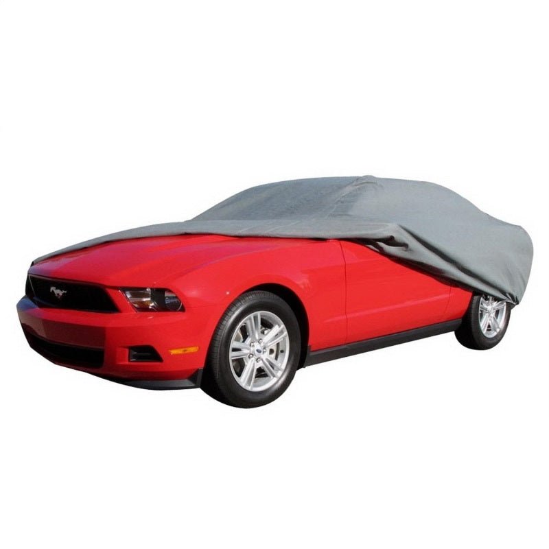 Rampage 2005 - 2014 Ford Mustang Car Cover - Gray, Custom Fit, 4 - Layer Breathable Protection with Lock and Storage Bag | ram1600 - JDMuscleSPK203074